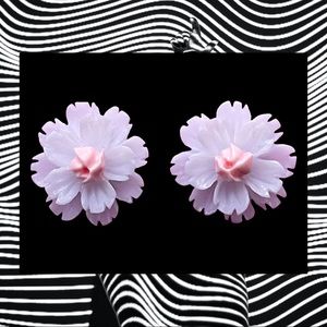 White Flower Stud Earrings